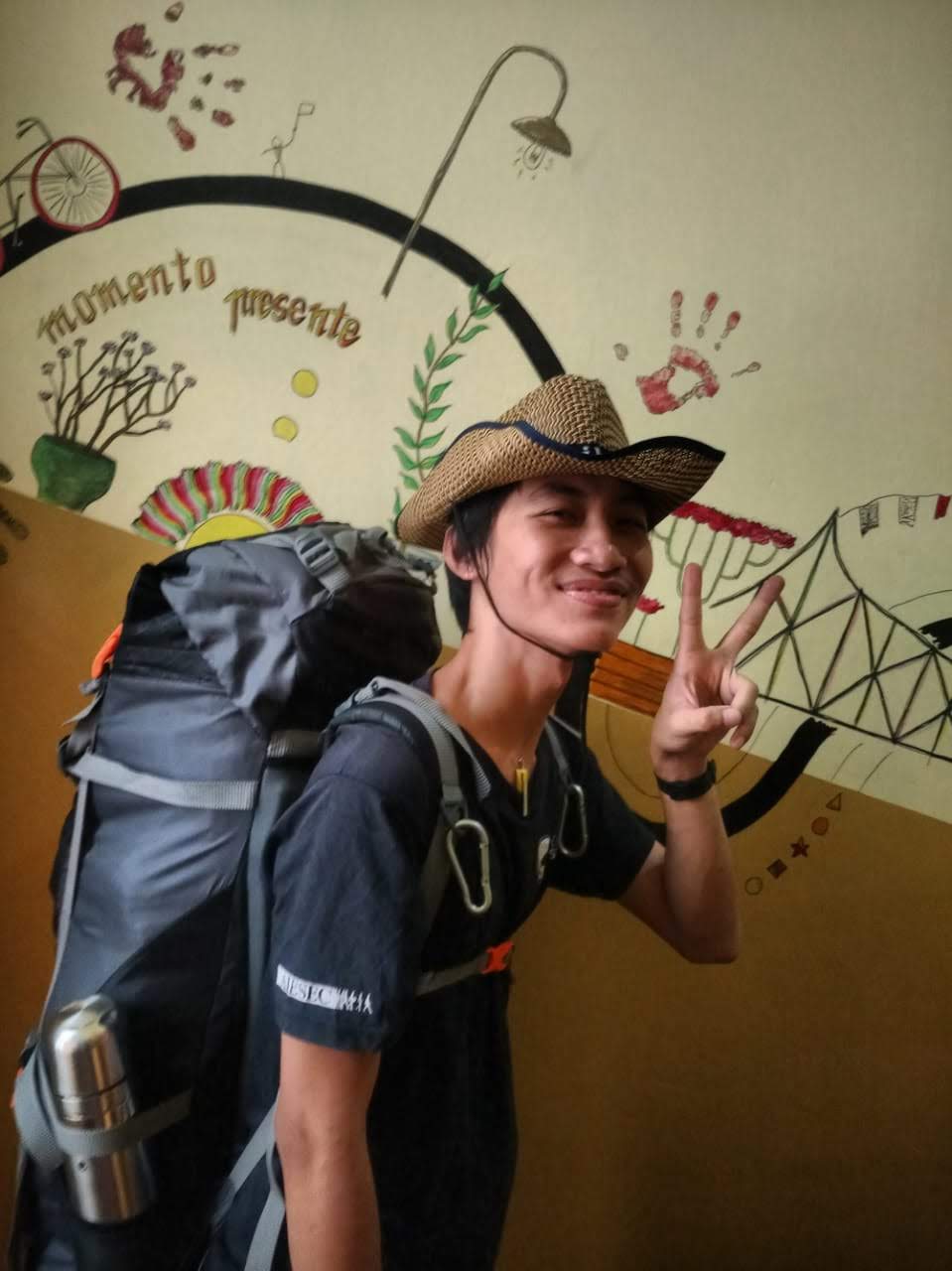 My hitchhiking pose taken before leaving for Kolkata