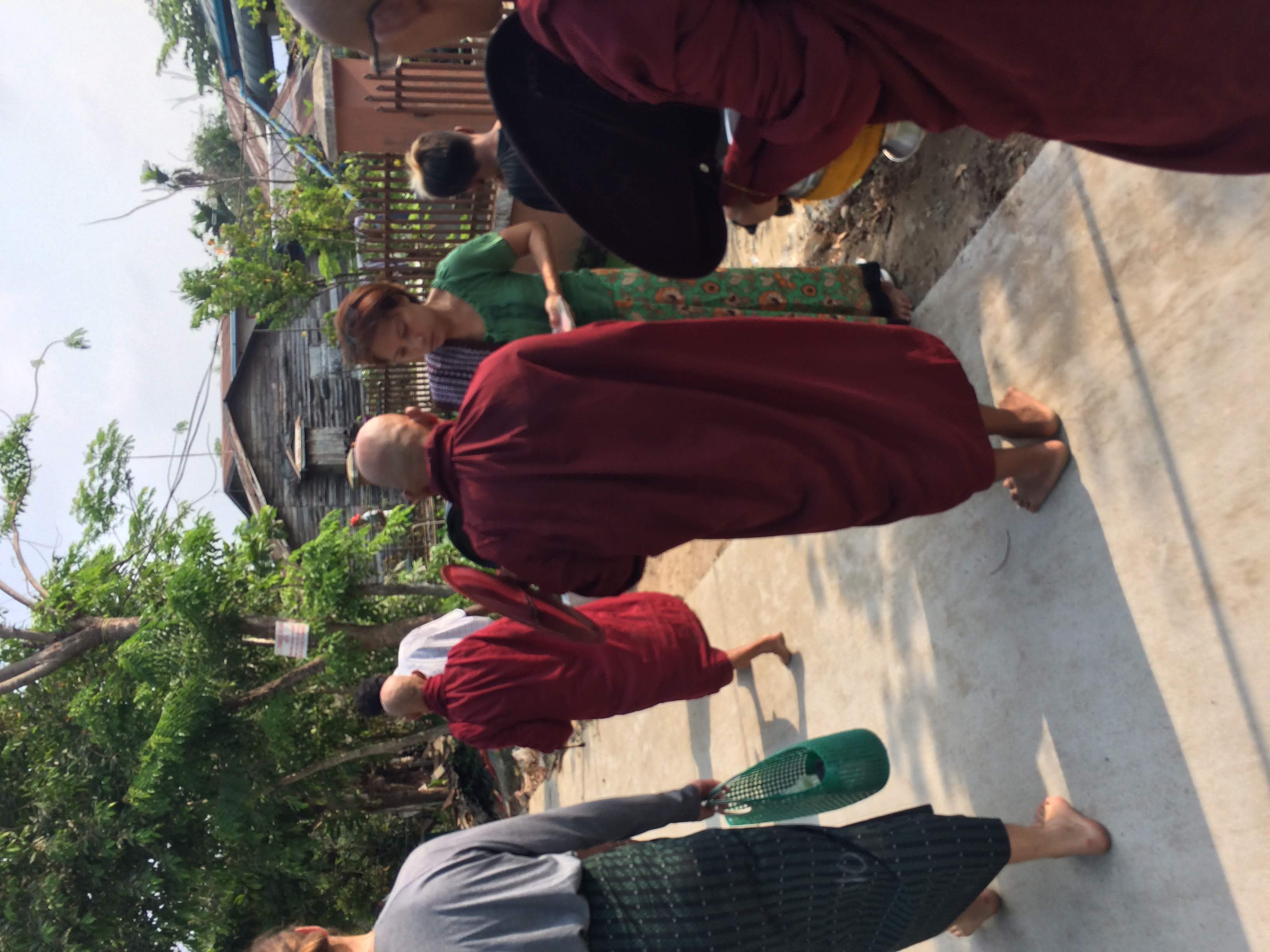 Morning Alms Walking in Yangon.